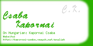 csaba kapornai business card